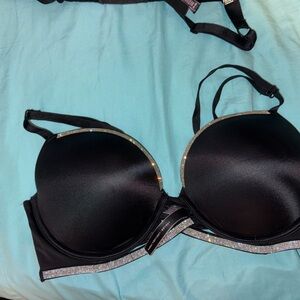 Victoria's Secret Black Bra with Rhinestone Trim